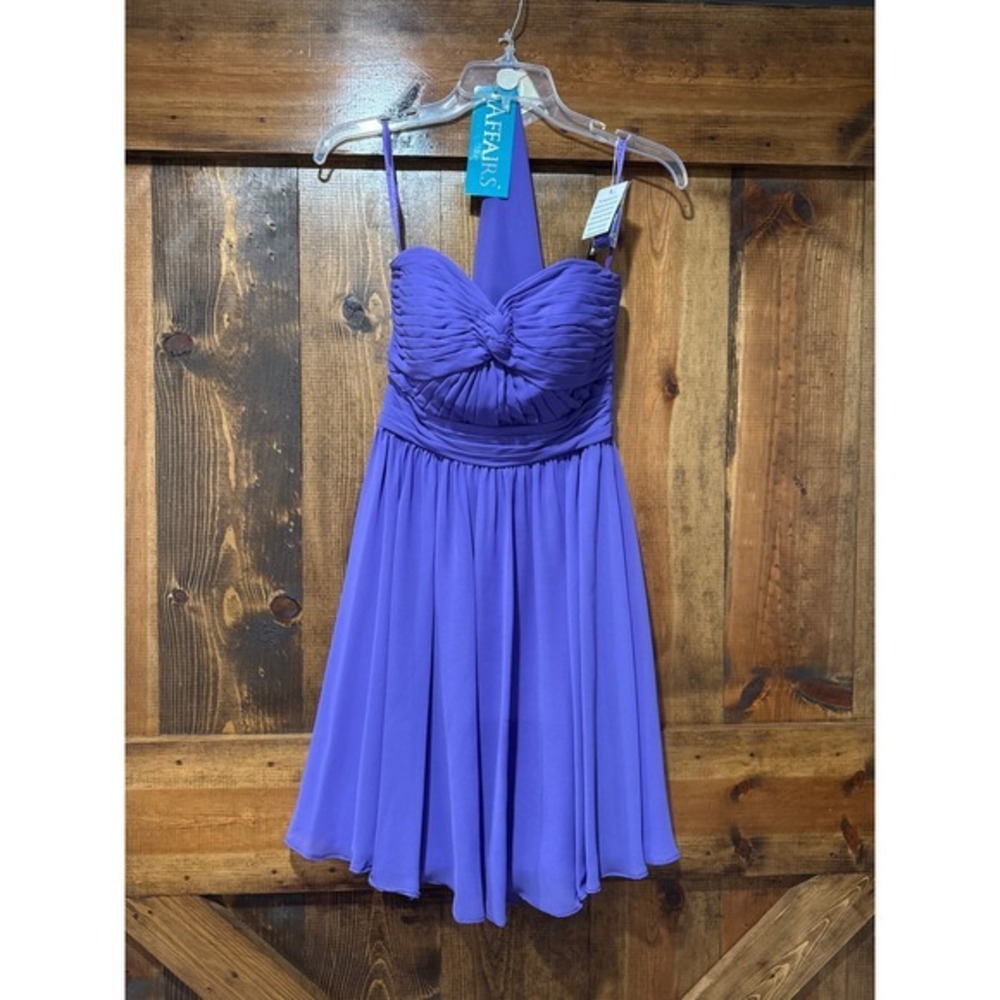 Mori Lee Madeline Gardner Affairs Purple Chiffon Strapless Cocktail Dress NWT 2